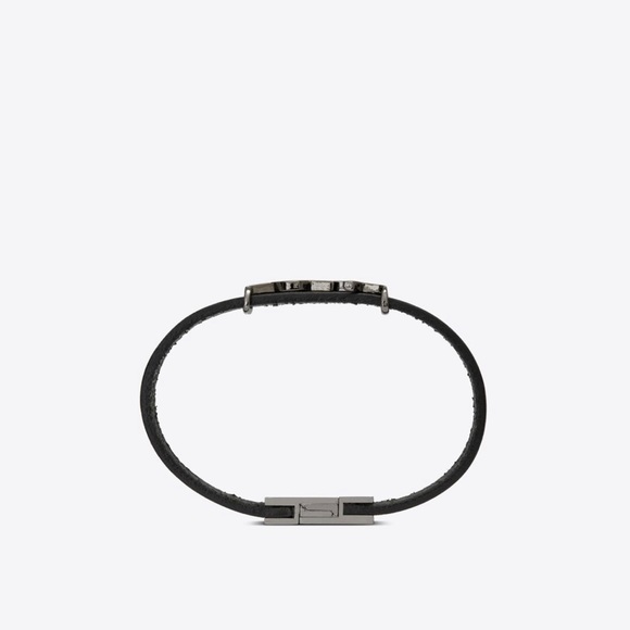 OPYUM BRACELET IN SMOOTH LEATHER AND METAL - Picture 2 of 4